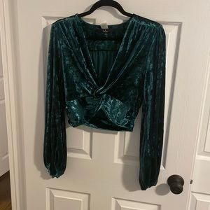 Lulus size M green velour crop top